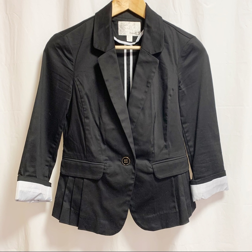Dynamite One Button Black Blazer Pleated Details Medium